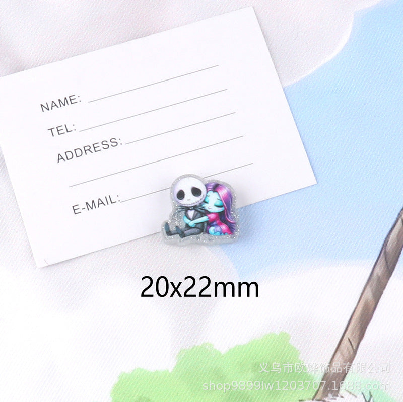 Wholesale 10pcs glitter cartoon straight-hole DIY acrylic beads OLY Exclusive