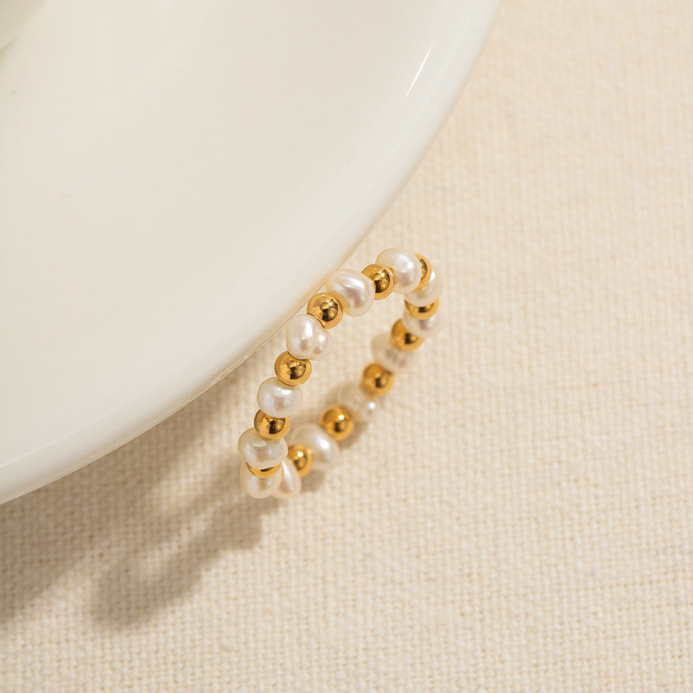 Anillo de pelota de perla de oro de 18k al por mayor