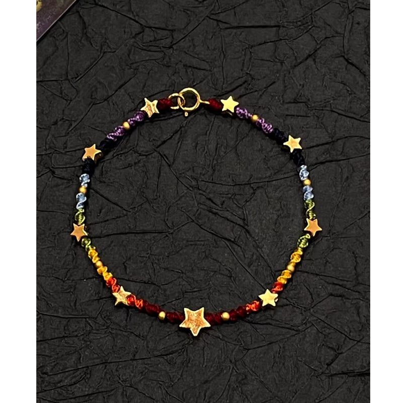 Wholesale Handmade starry woven colorful rainbow bracelet