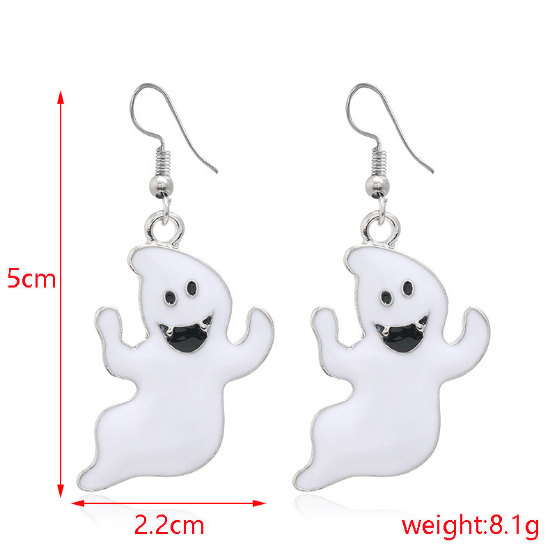 Wholesale Halloween Funny Personality Skull Spider Dripping Oil Earrings
