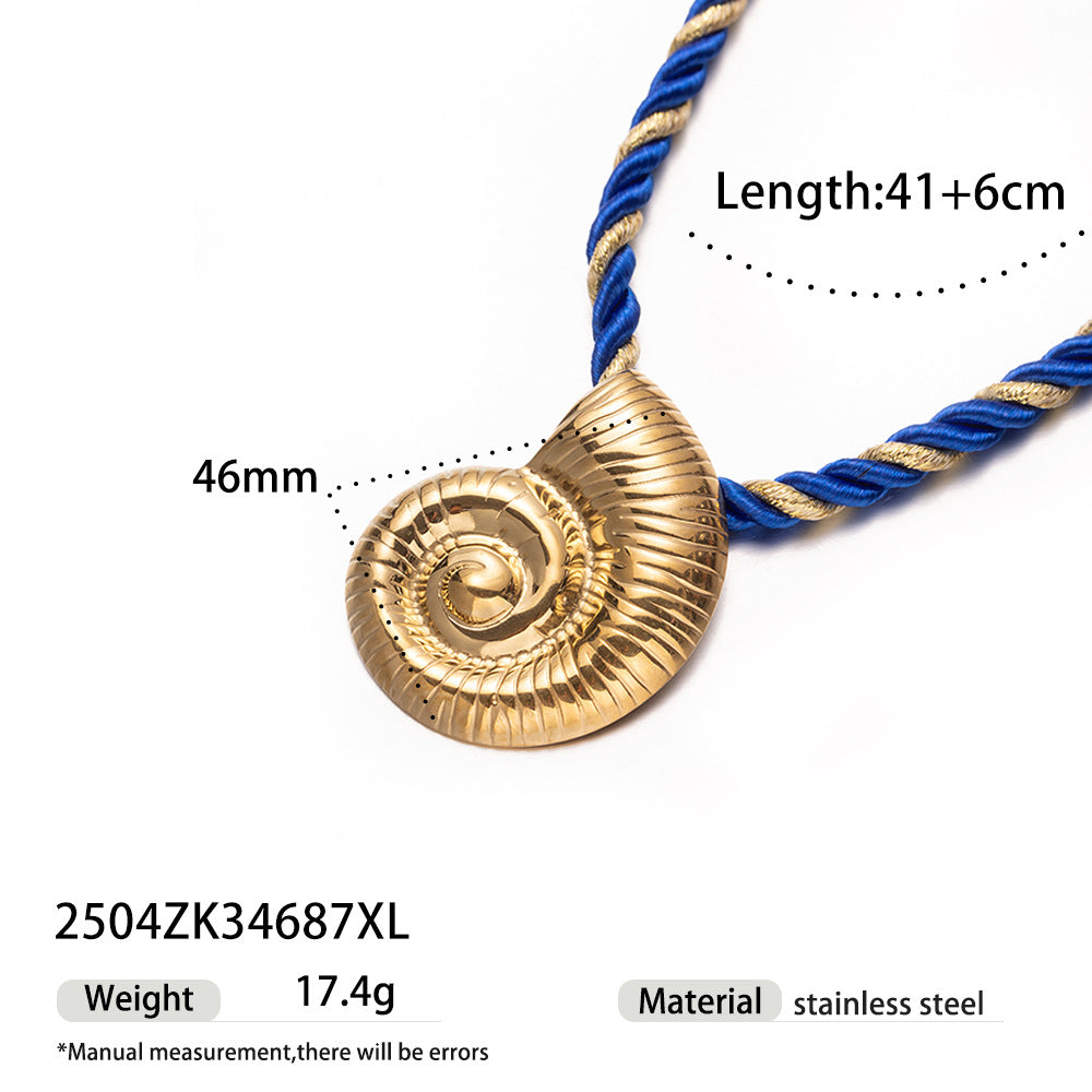Wholesale Tyna European and American Light Luxury 18K Gold Stainless Steel Conch Sea Star Sun Thick Rope Necklace All-match Cross-border Trendy Jewelry
