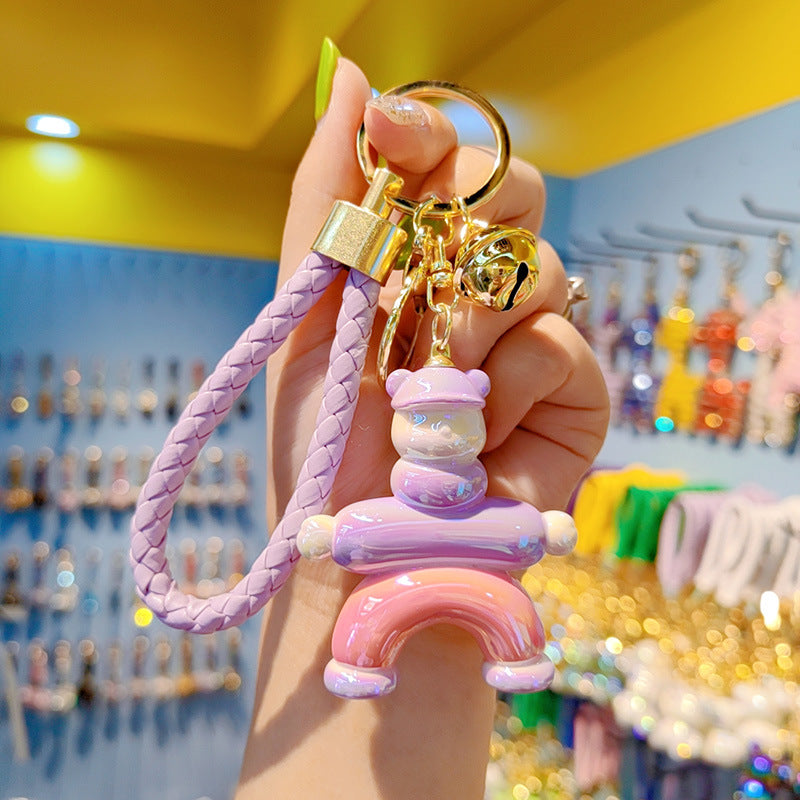 Wholesale Electroplating Colorful Clay Resin Bear Keychains