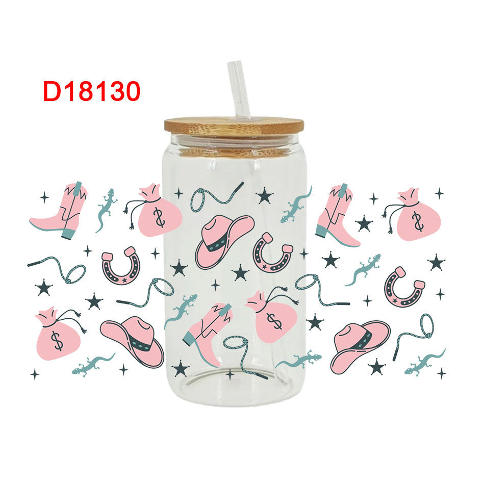 Wholesale Western style hat boots  16oz Cup UV DTF Wraps