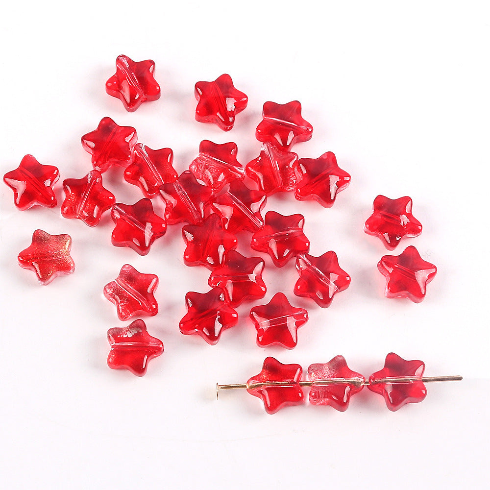 Wholesale 20pcs Color-Plated Five-Pointed Star Glass Handmade DIY Acrylic Beads