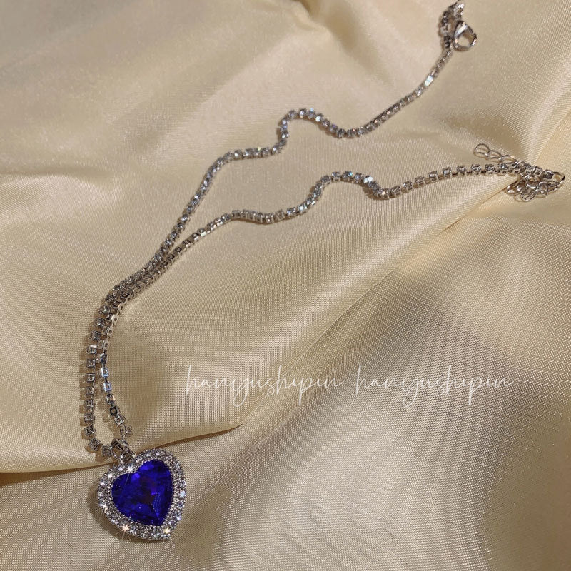 Wholesale Ocean Heart Diamond-inlaid Heart Necklace