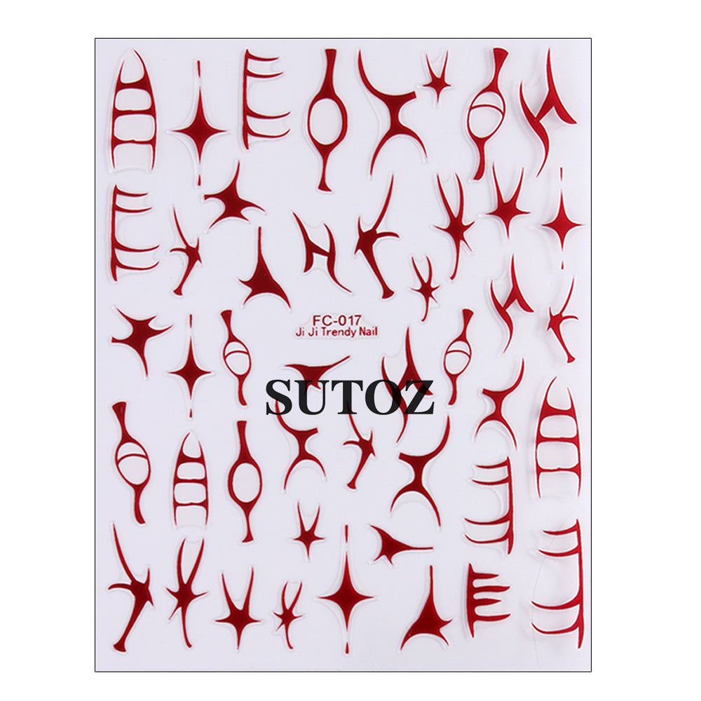 Wholesale 3pcs/pack Geometric pattern irregular lines nail art stickers