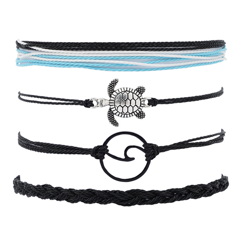 Wholesale Handwoven Turtle Wave Sunflower Chrysanthemum Alloy Bracelet