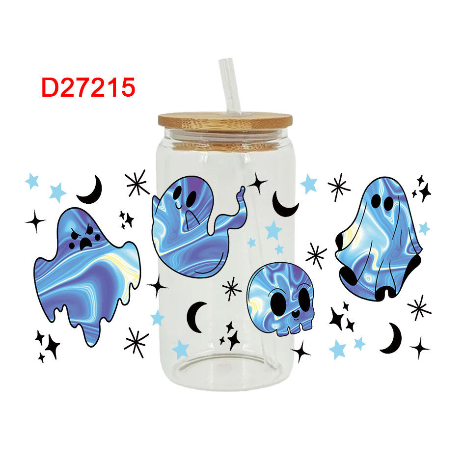 Wholesale Pumpkin Ghost Skeleton Halloween 16oz Cup UV DTF Wraps