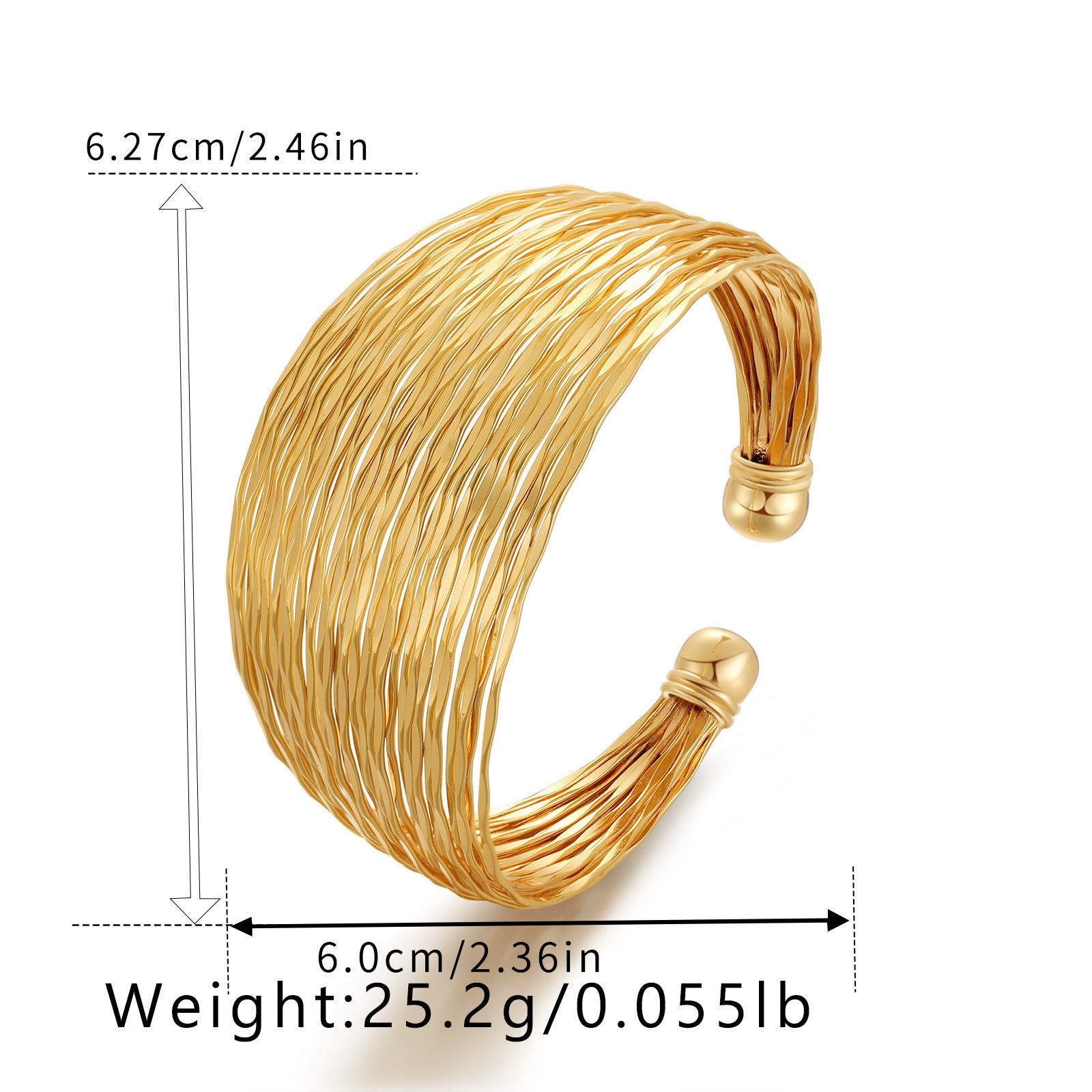 Wholesale Wide-brim Heavy Metal Gold-plated Bracelet