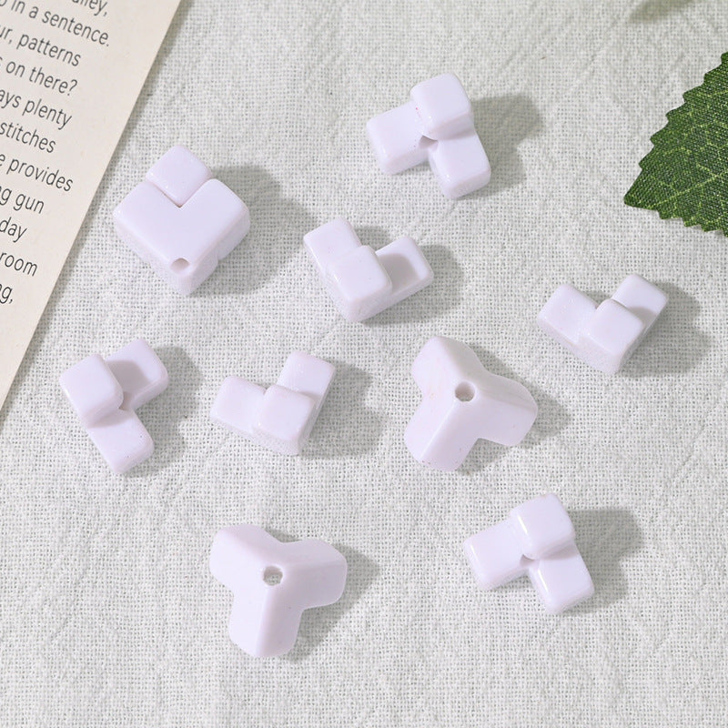 Wholesale  10pcs/pack Acrylic dopamine splicing oblique hole square stacking loose beads  Acrylic Beads