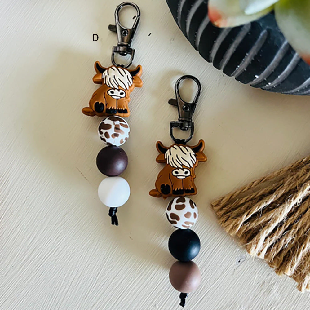Wholesale Cartoon Animal Yak Silicone Beads Keychain