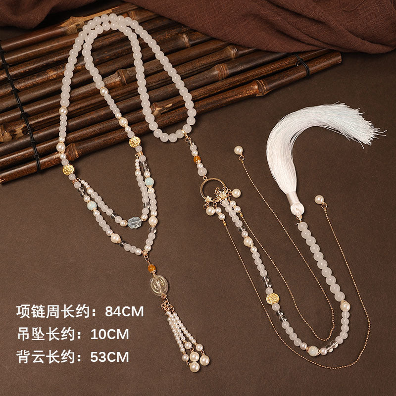 Wholesale Ancient style longevity lock tassel necklace