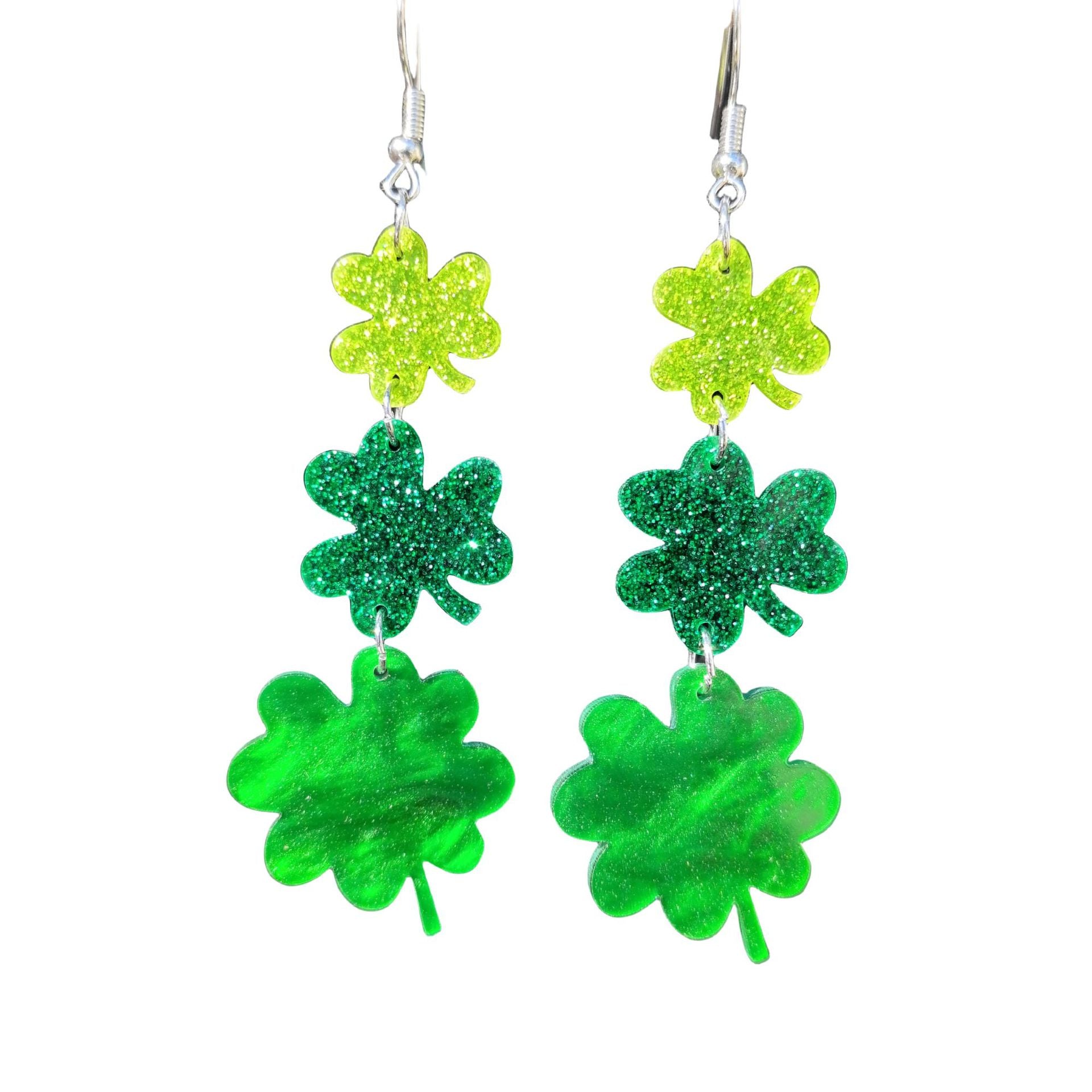 Wholesale St. Patrick's Day  Clover green clover acrylic earrings