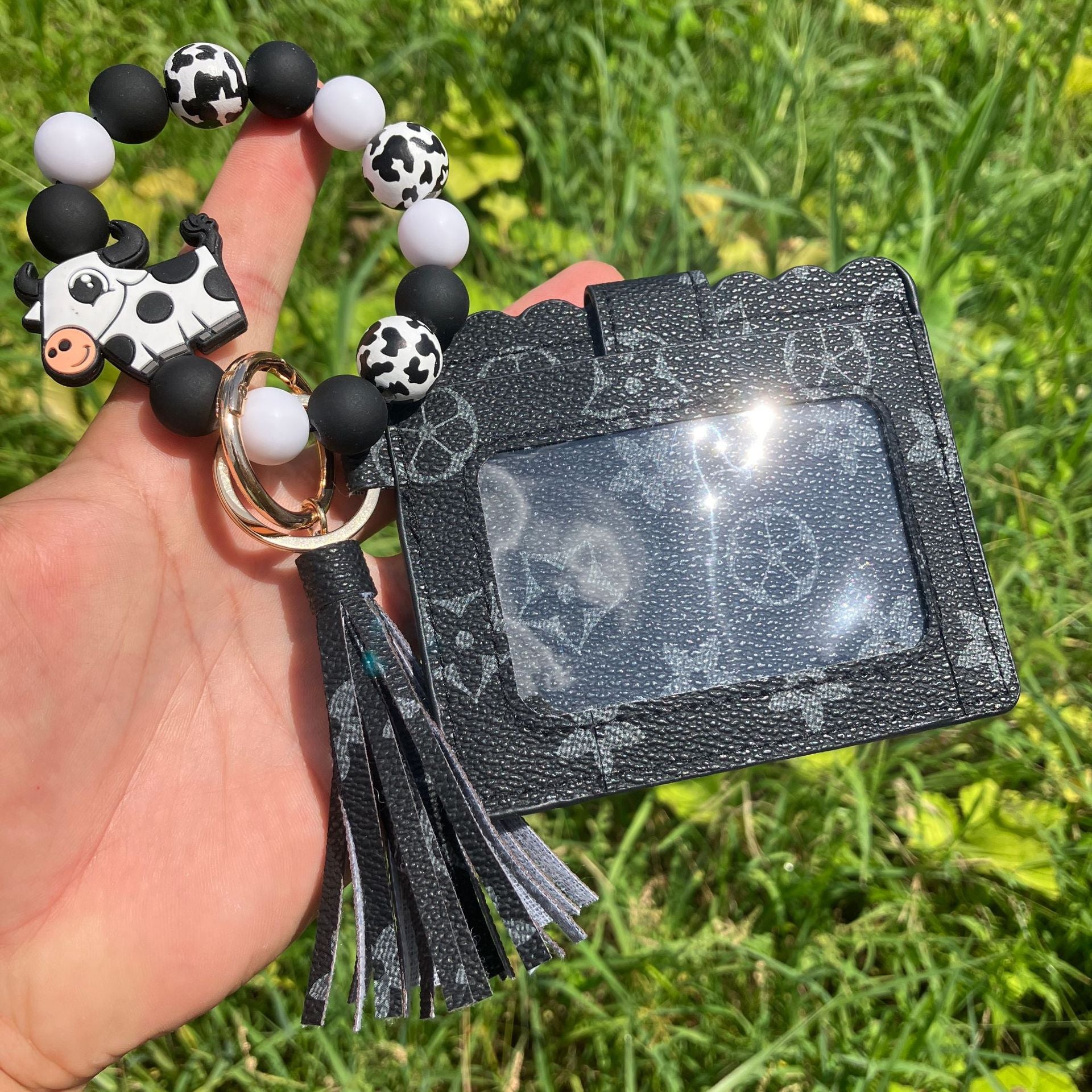 Wholesale Printed PU Leather Coin Purse Wrist Keychain