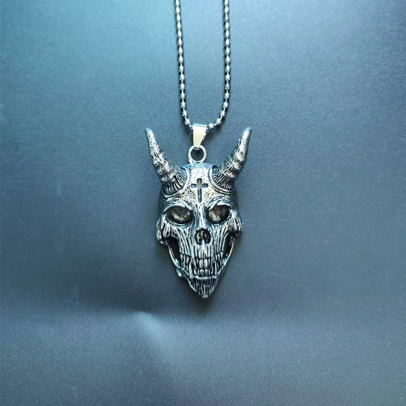 Wholesale Sheep Head Devil Skull Mask Alloy Necklace