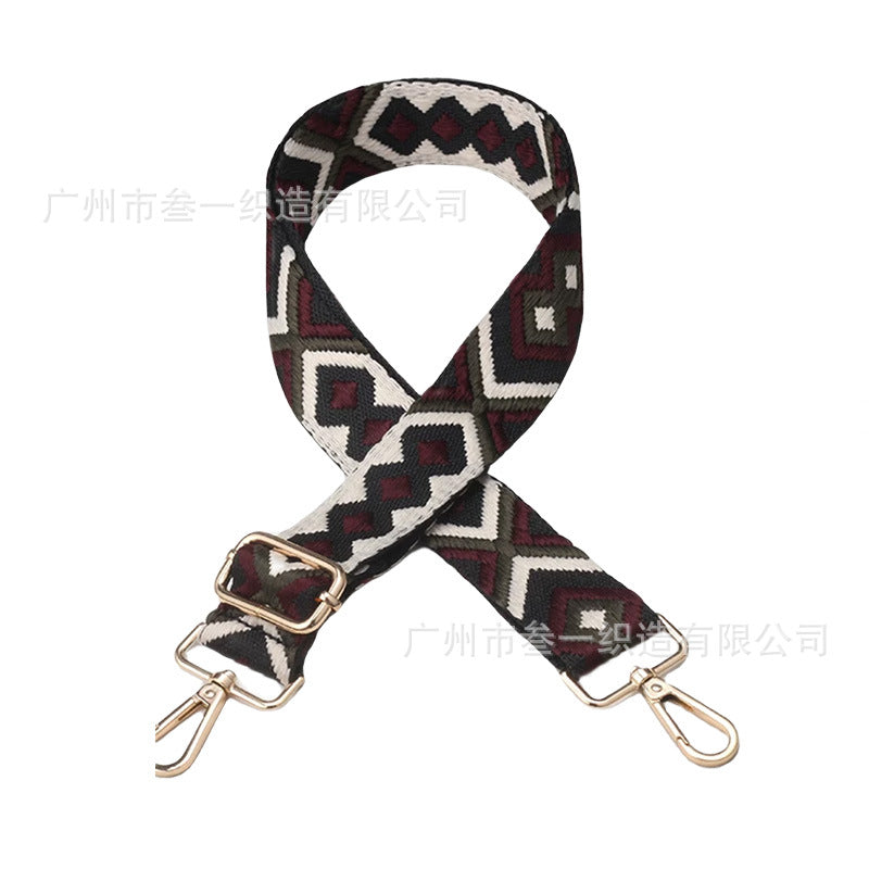 Wholesale All-match Ethnic Style 3.8cm Diamond Jacquard Adjustable Lengthened Retro Style Bag Strap