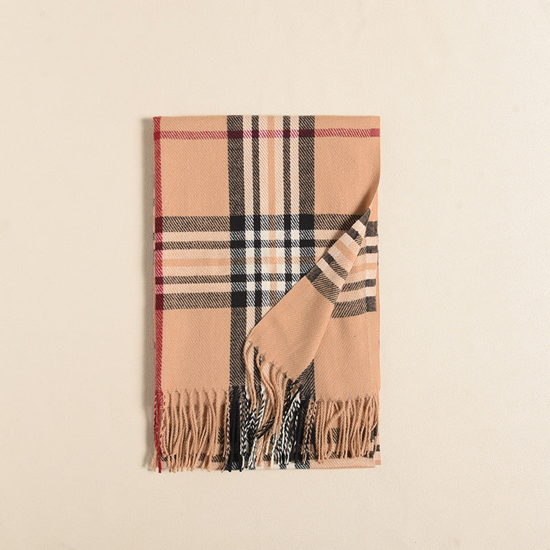 Wholesale Autumn and Winter Warm Imitation Cashmere Mid-length Plaid Scarf
