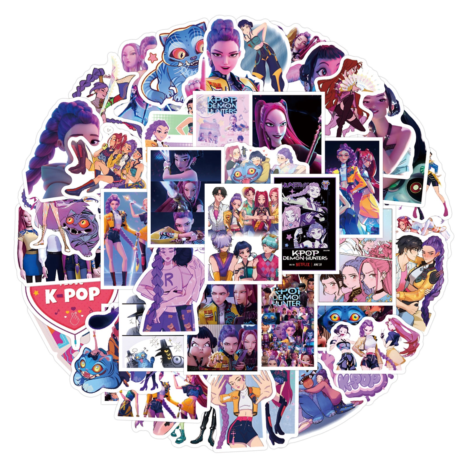 Wholesale 55pcs Purple Cute Girl Series Waterproof Vinyl Stickers OLY Exclusive