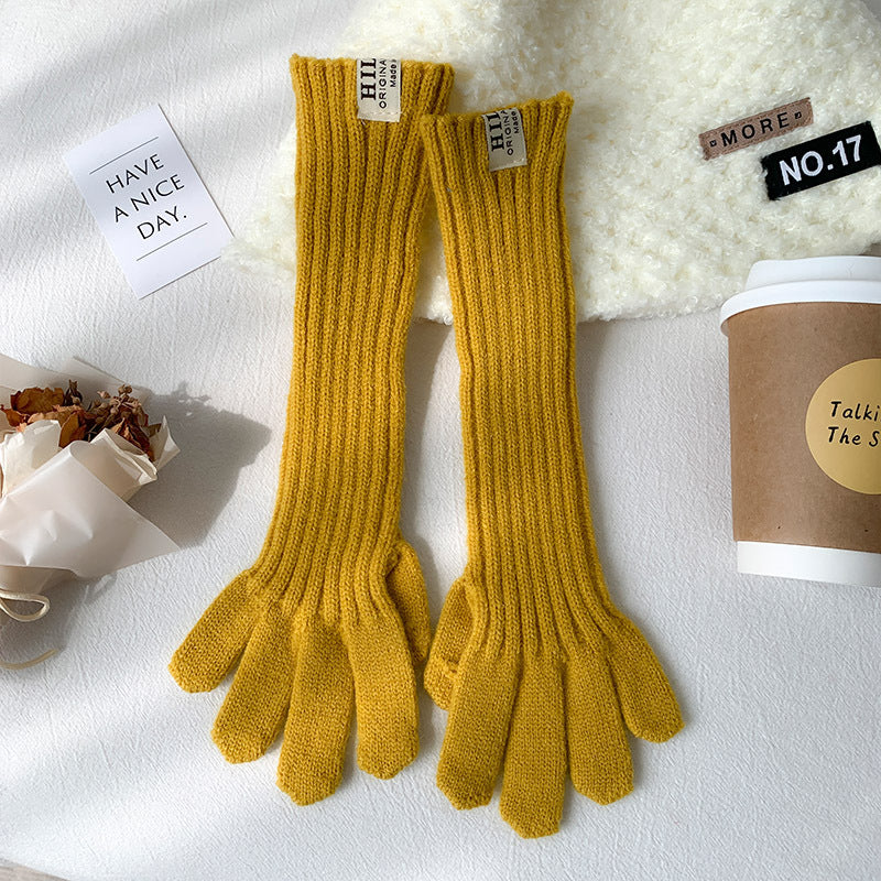 Wholesale Long Knitted Wool Cute Finger Touch Screen Gloves