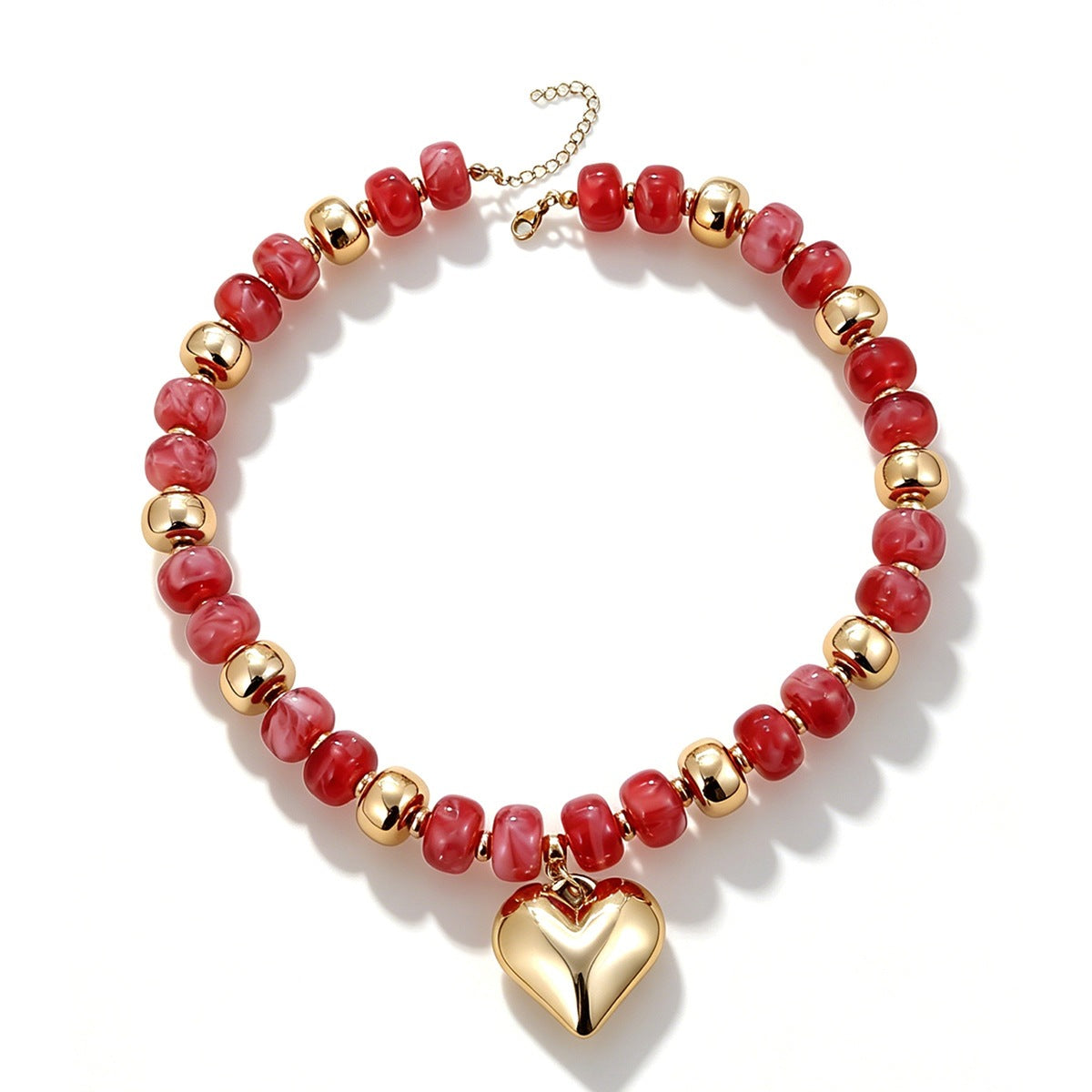 Wholesale Dopamine Color Block Heart Choker Necklace Women S Resin Summer Fashion Jewelry Gift