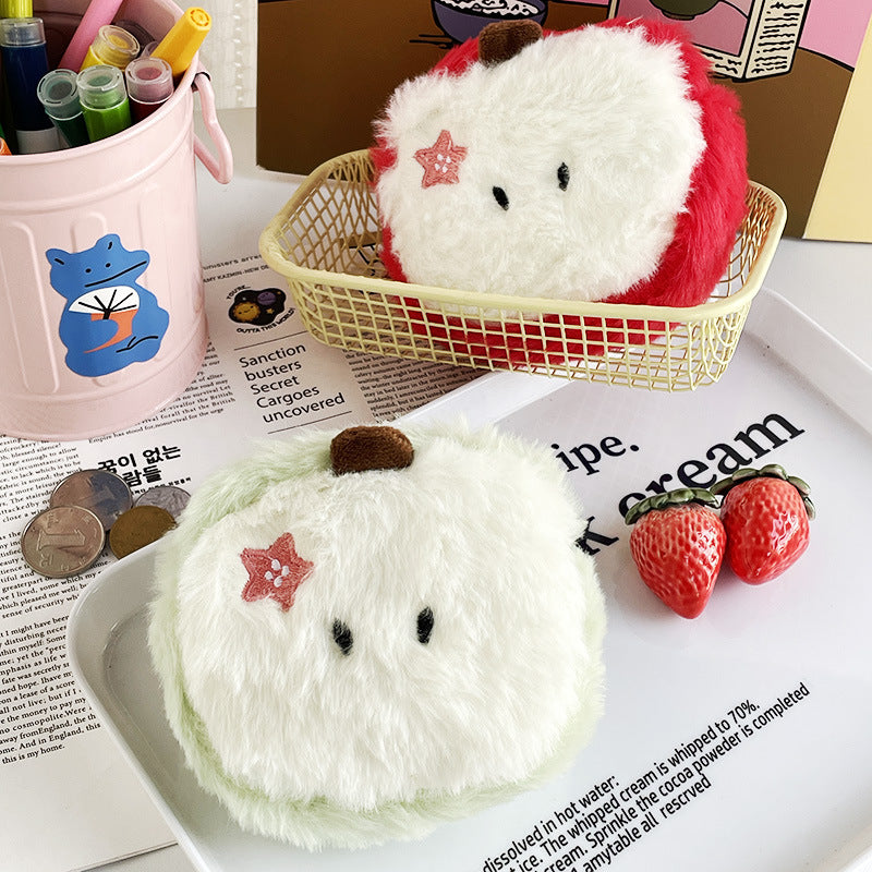 Wholesale Cute Cartoon Green Apple Plush Coin Purse