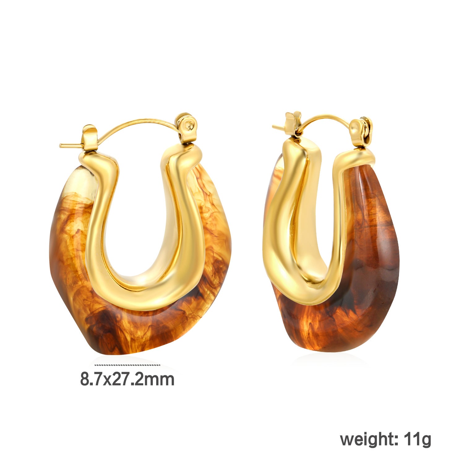 Wholesale Irregular U-shaped white resin earrings
