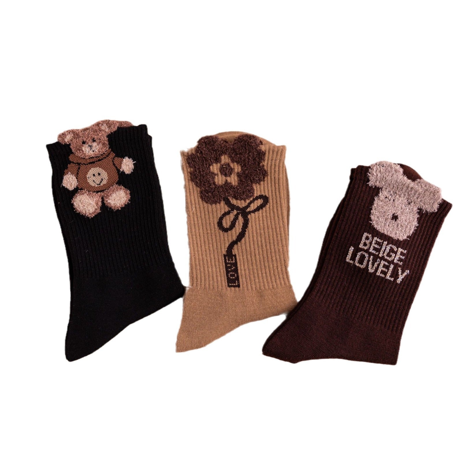 Wholesale Feather Gauze Bear Plush Socks Are Worn Over Cute and Versatile Stockings
