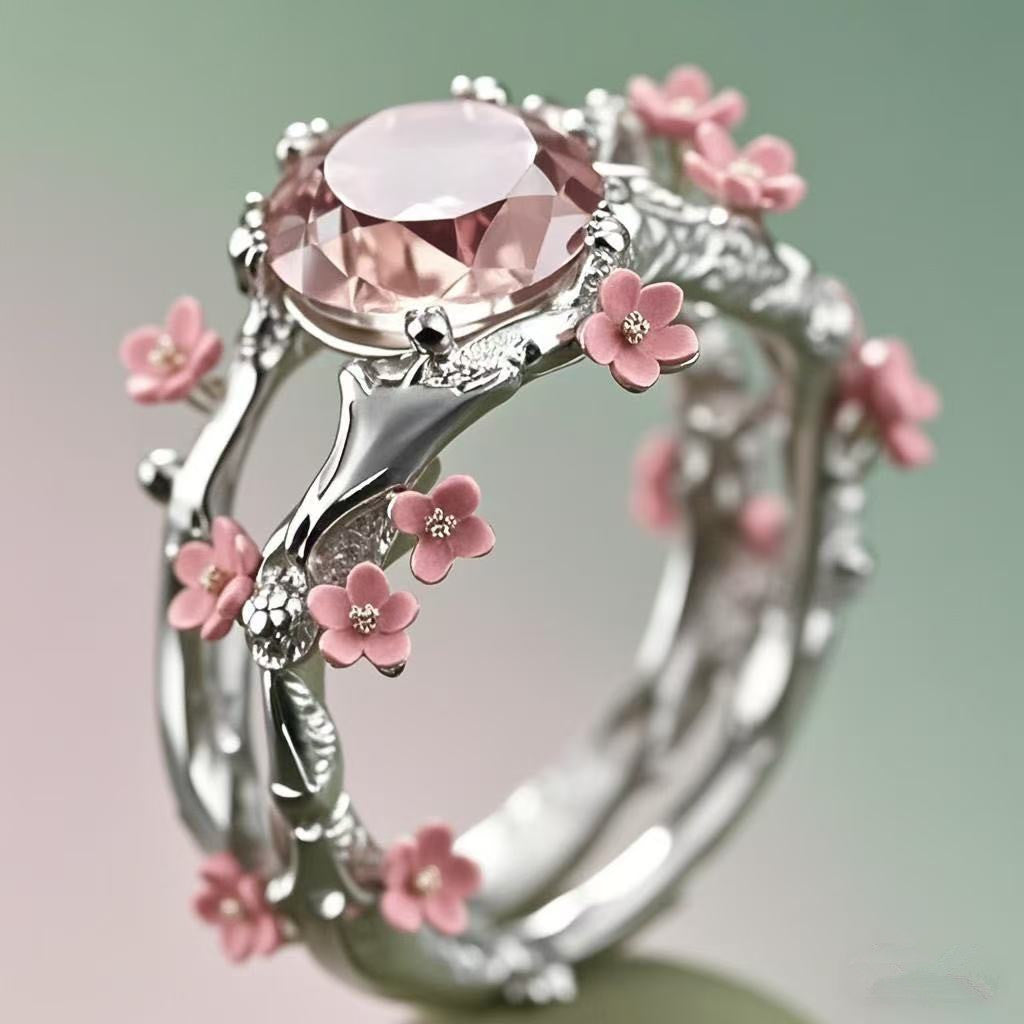 Wholesale  Pink Flower Alloy Ring