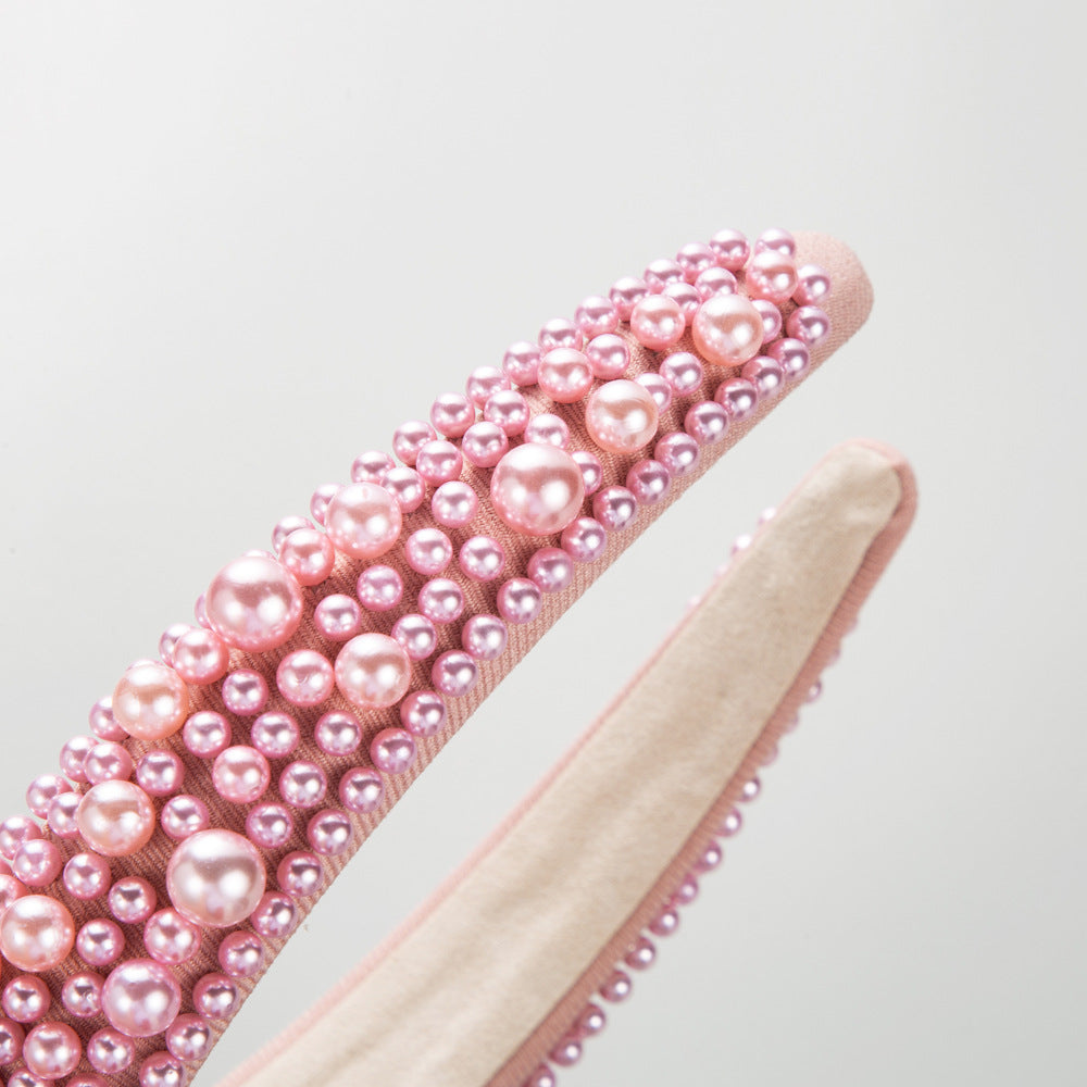 Wholesale Sponge Pearl Hair Accessories Women Beads High Sense Wide Edge Fashion Versatile Headband
