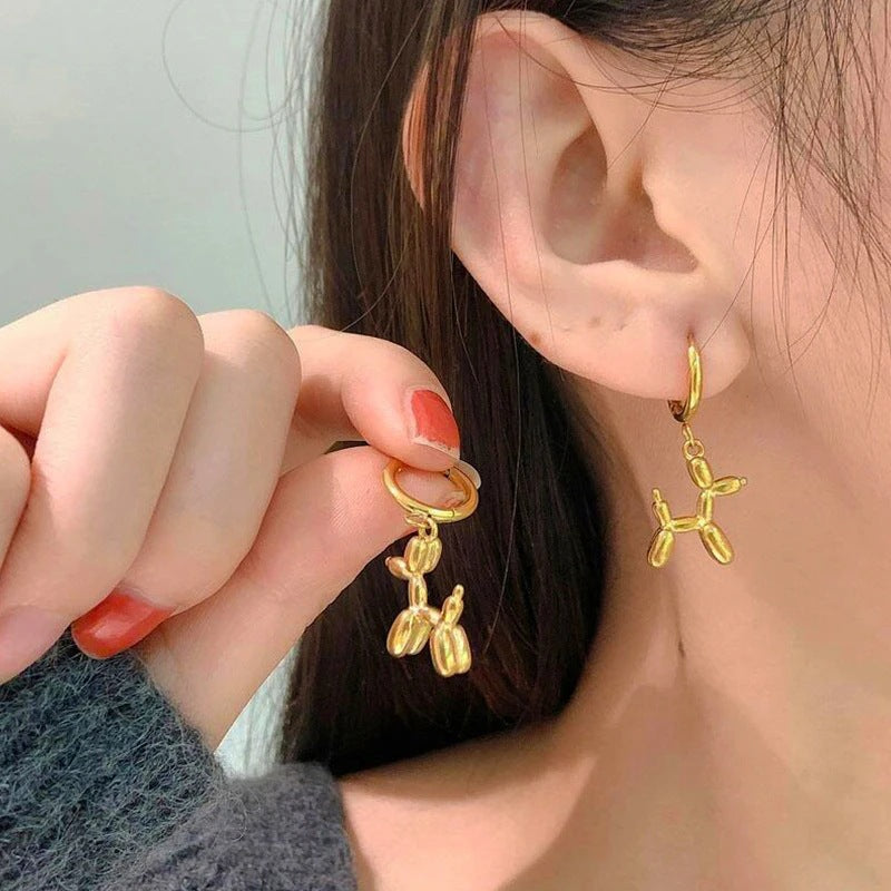 Wholesale Personality Creative Balloon Dog Popular Earrings Ornaments