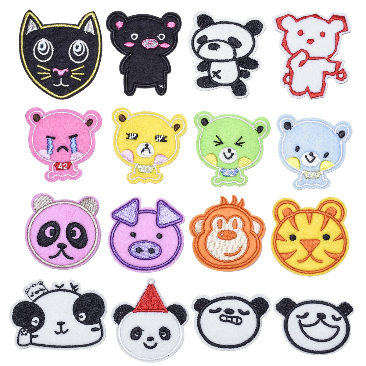 Wholesale 16 Pack Cartoon Embroidery Patch Set With Self Adhesive Backing Iron On Repair Stickers For Clothing Bags Decorative DIY Accessory Gift