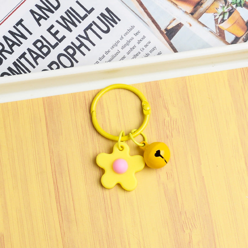 Wholesale Small fresh colorful flower bell keychain