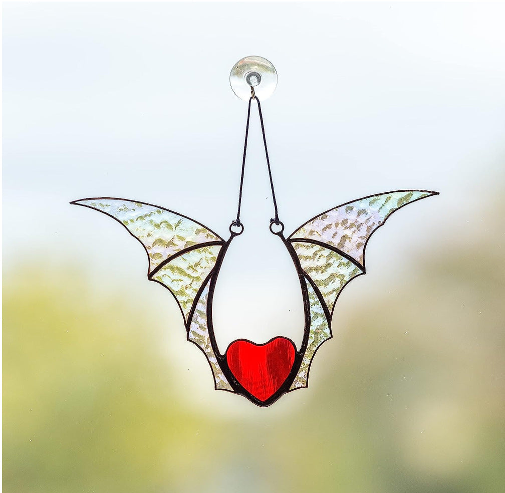 Wholesale Halloween Vampire Bat Stained Glass Window Hanging Ornament Decoration