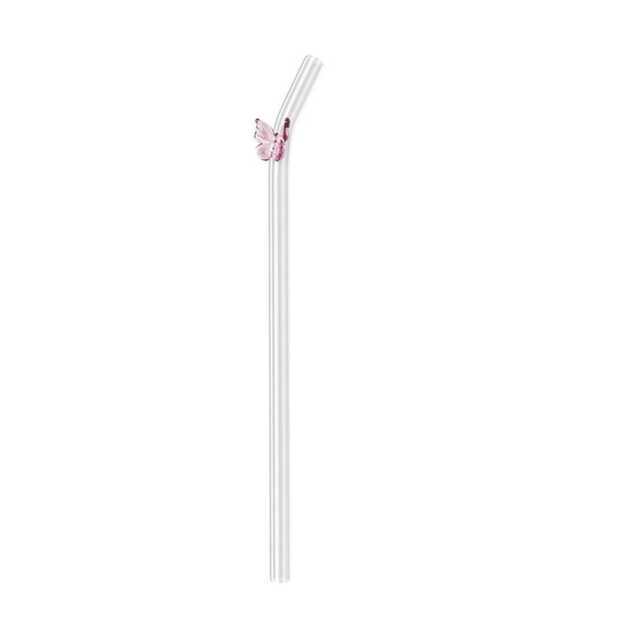 Wholesale Colorful Butterfly Clear Glass Straws