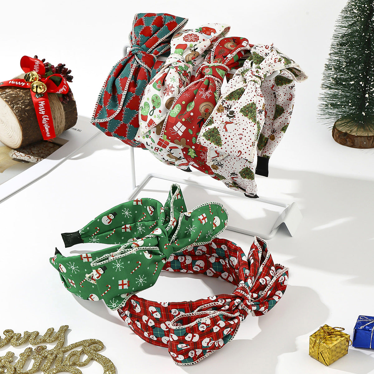 Wholesale fabric knotted plaid solid color bow knotted headband