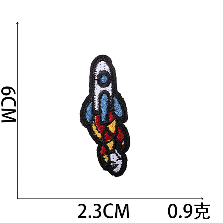 Wholesale Trendy Cartoon Rocket Embroidery Patches Polyester Sew On Space Badge For Clothing DIY Craft