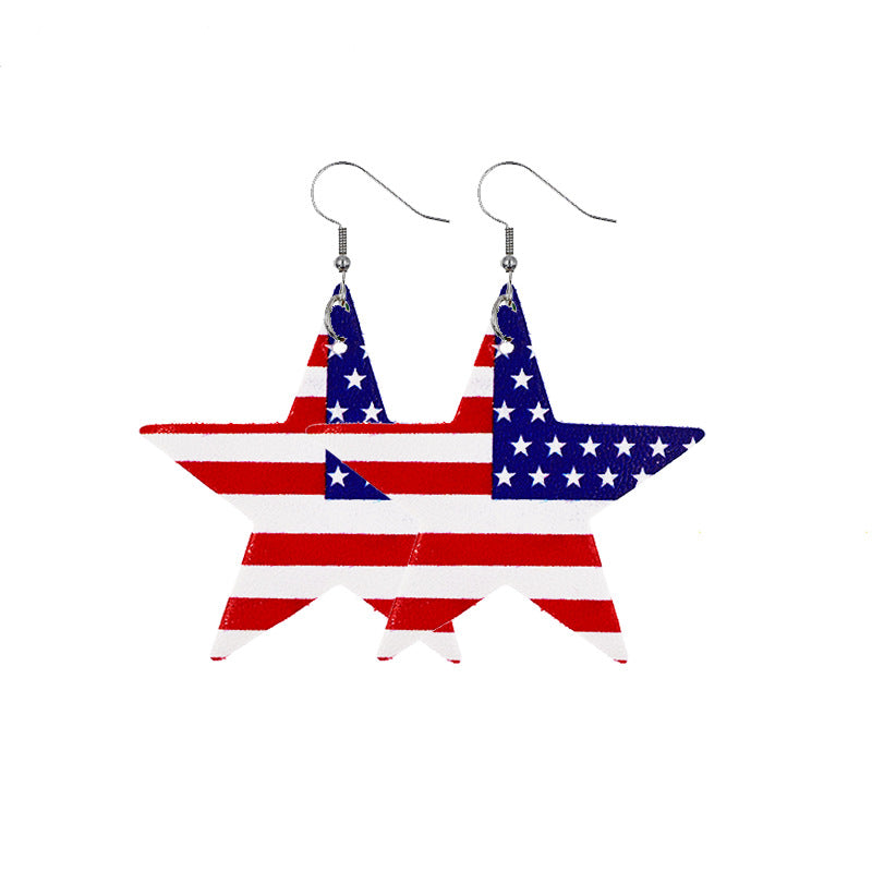 Wholesale American Independence Day Leather Earrings