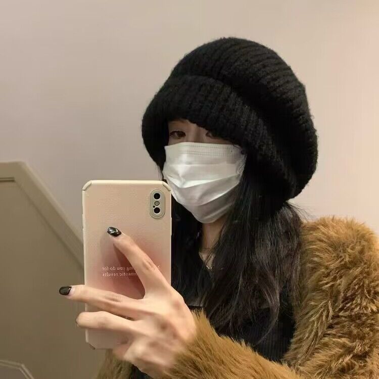 Wholesale Large size large head circumference beret women autumn and winter knitted wool hat face show small pile hat winter bucket hat
