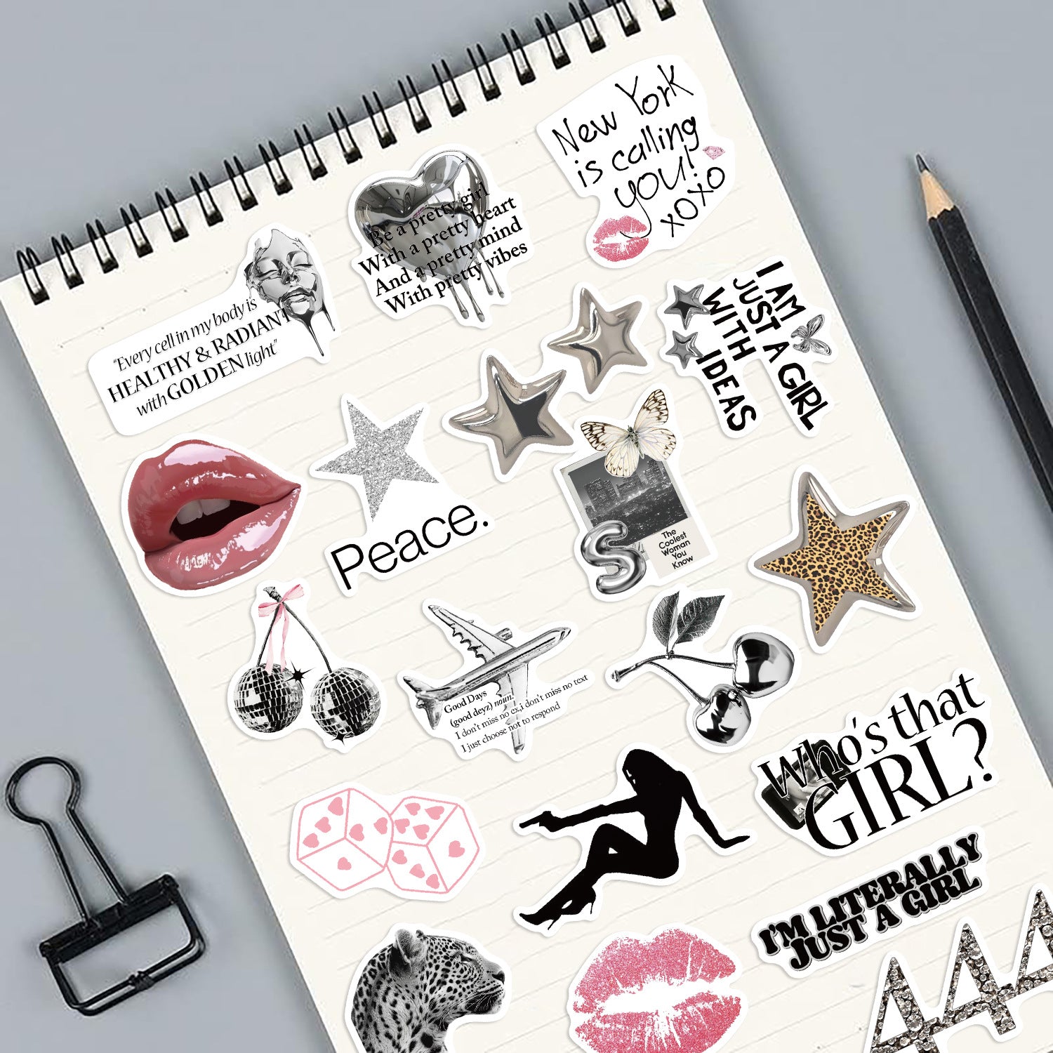 Wholesale 50pcs Silver Lucky Girl Graffiti Waterproof Vinyl Stickers