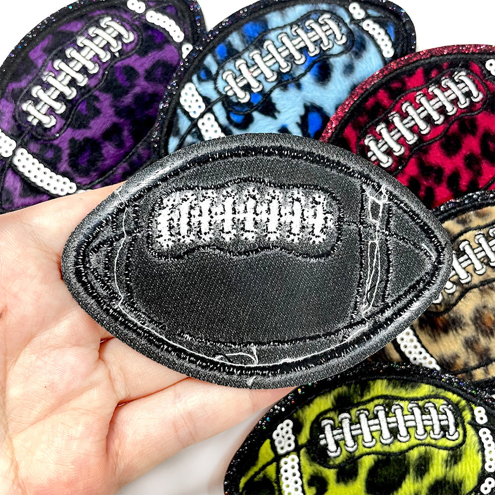 Wholesale Leopard Print Sequined Rugby Iron On Embroidery Patch For DIY Hat Coat Decoration Fashion Accessory