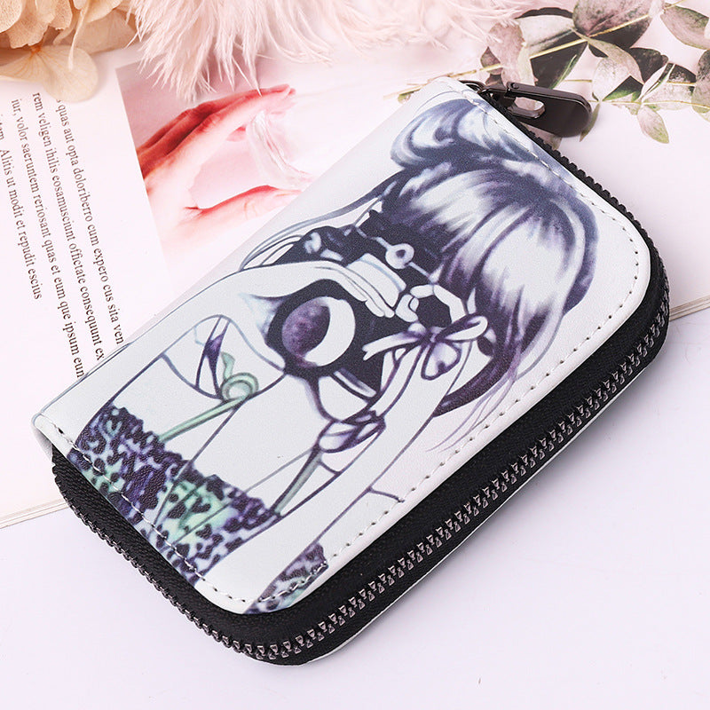 Wholesale Cartoon Character Creative Printing Card Holder Large Capacity Card Holder Zipper Coin Purse