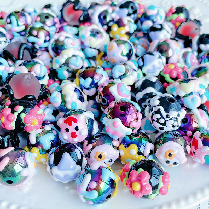 Wholesale 10pcs Black mixed bead design  Acrylic Beads