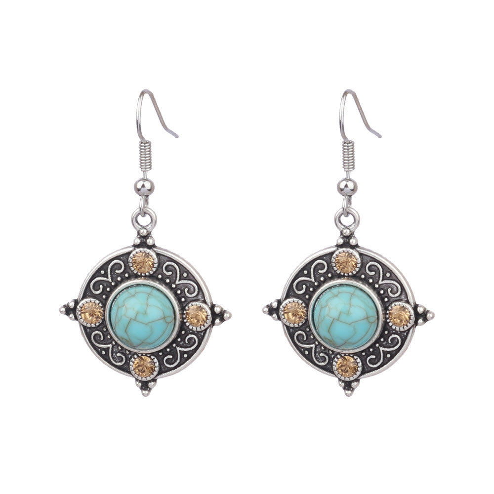 Wholesale Turquoise Bohemian Tassel Geometric Alloy Vintage Earrings