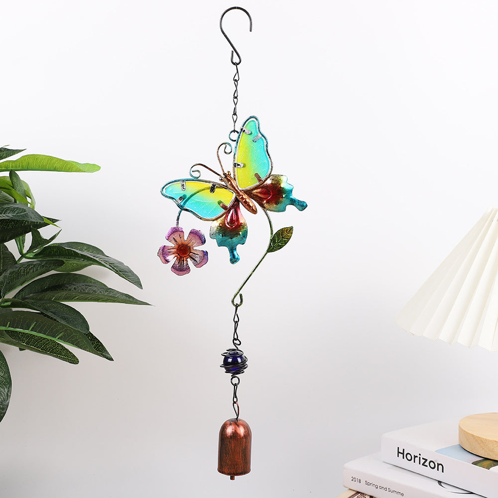 Wholesale Butterfly glass painted metal wind chime ornament
