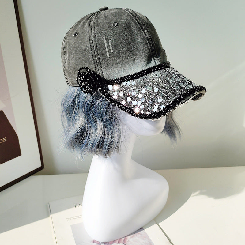 Wholesale New Colorful Sequin Pearl Deep Top Gradient Hole Cloud Bow Baseball Cap