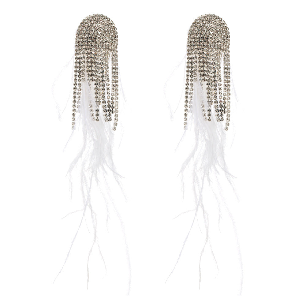 Wholesale Bohemian Style Feather Tassel Alloy Earrings