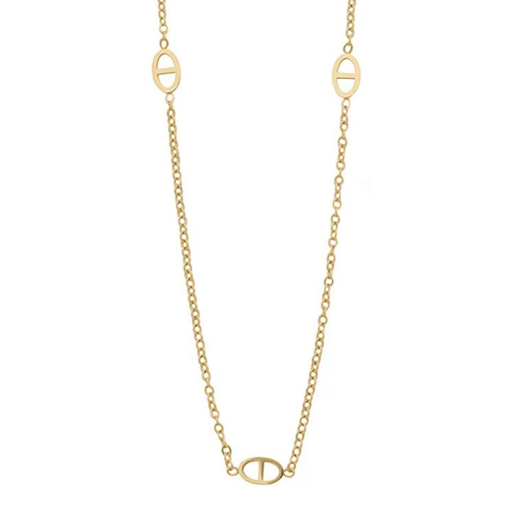 Wholesale Golden Pig Nose Titanium Steel Necklace Clavicle Chain