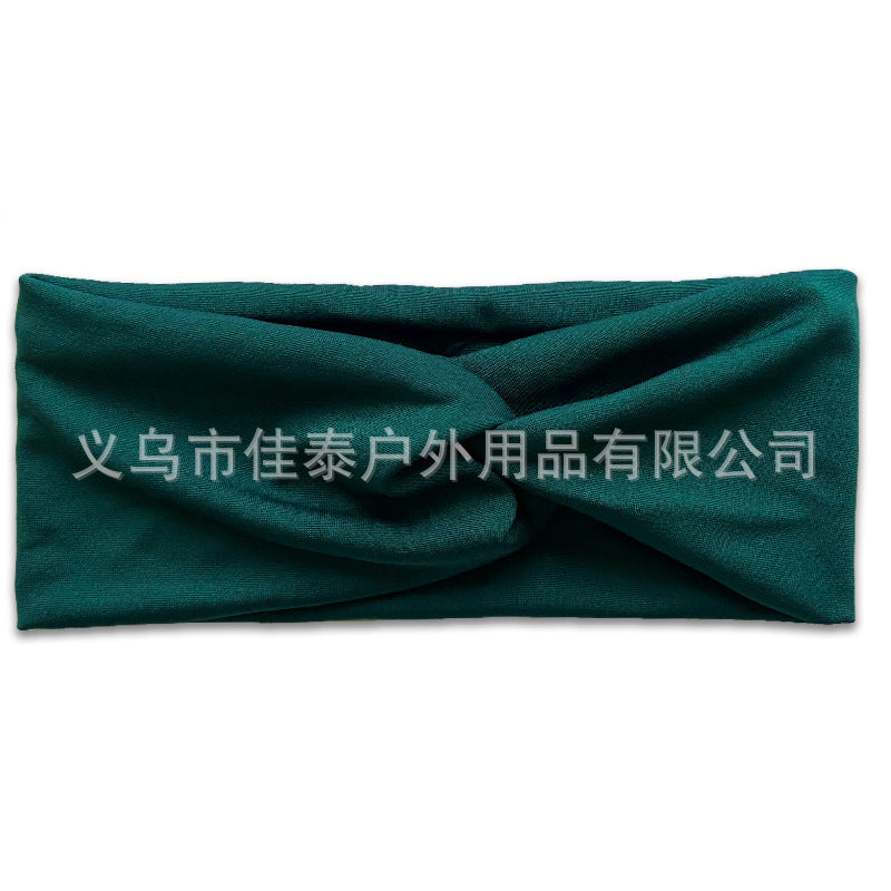 Wholesale Women's Solid Color Cross Hair Band Elastic Wide-brimmed Hair Band Exercise Running Sweat-absorbent Headband