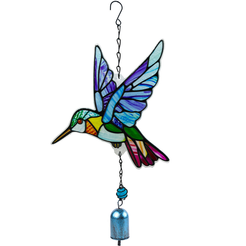 Wholesale Glass Hummingbird Wind Chime Diamond Glass Garden Courtyard Bell Pendant
