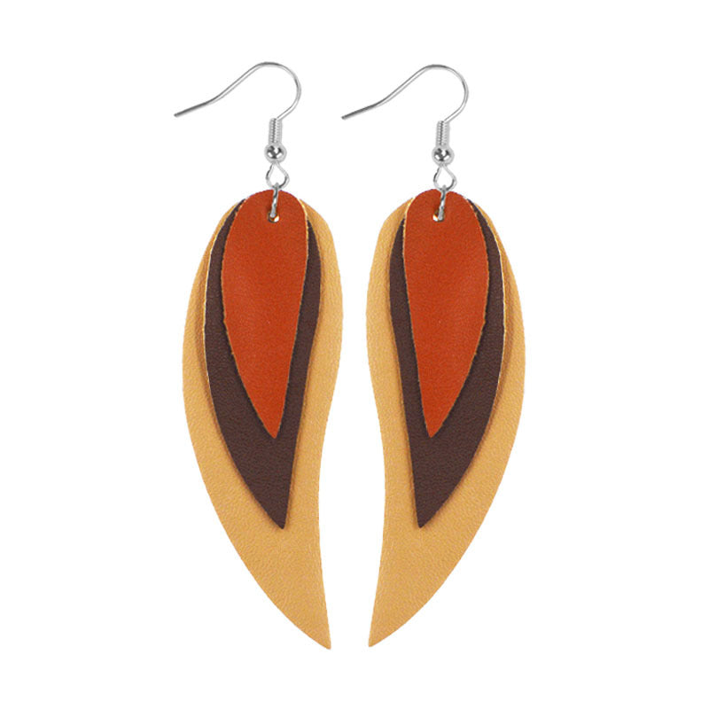 Wholesale Multi-layered Leather Earrings Symmetrical Love Earrings